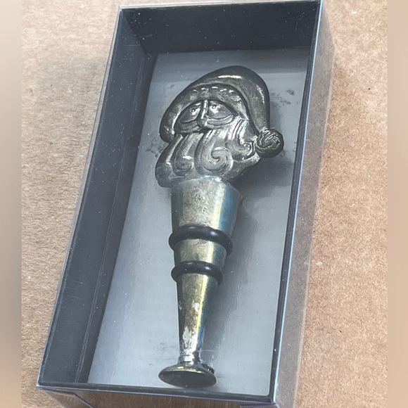 Vintage Old Time Pottery Santa Claus WINE STOPPER New in Box - Picture 7 of 7